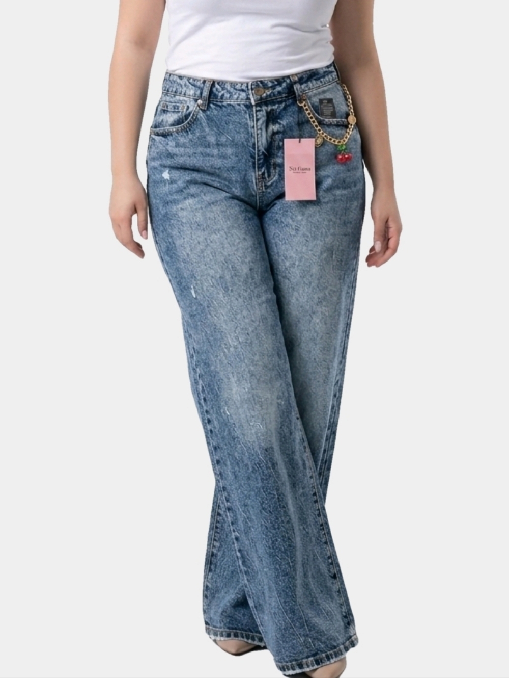 Juicy Couture Light/Medium Wash Mid-Rise Wide Leg Jeans Size 9/29